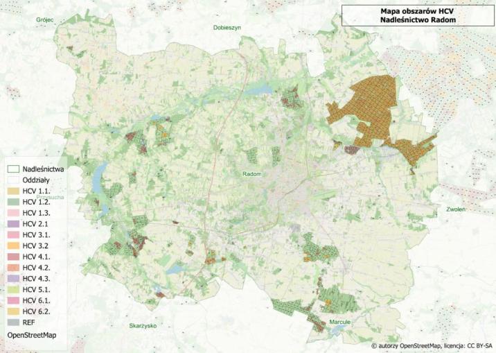 Przykładowa mapa powierzchni referencyjnych i HCV do konsultacji